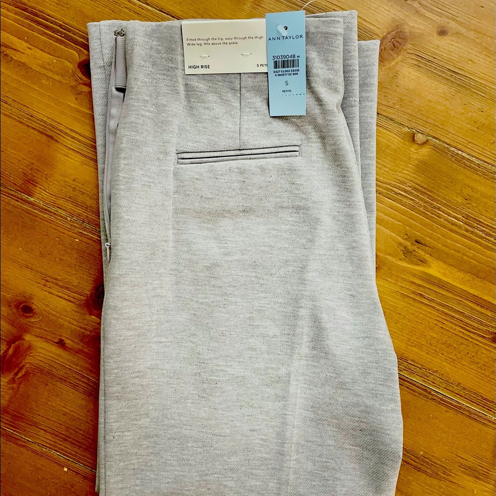 Ann Taylor Petite Side Zip Crop Pants, Light Heather Gray